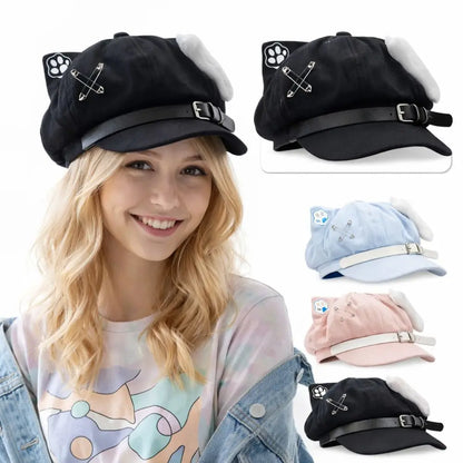 2026 Cute Cat Ears Women's Beret Anime Cat