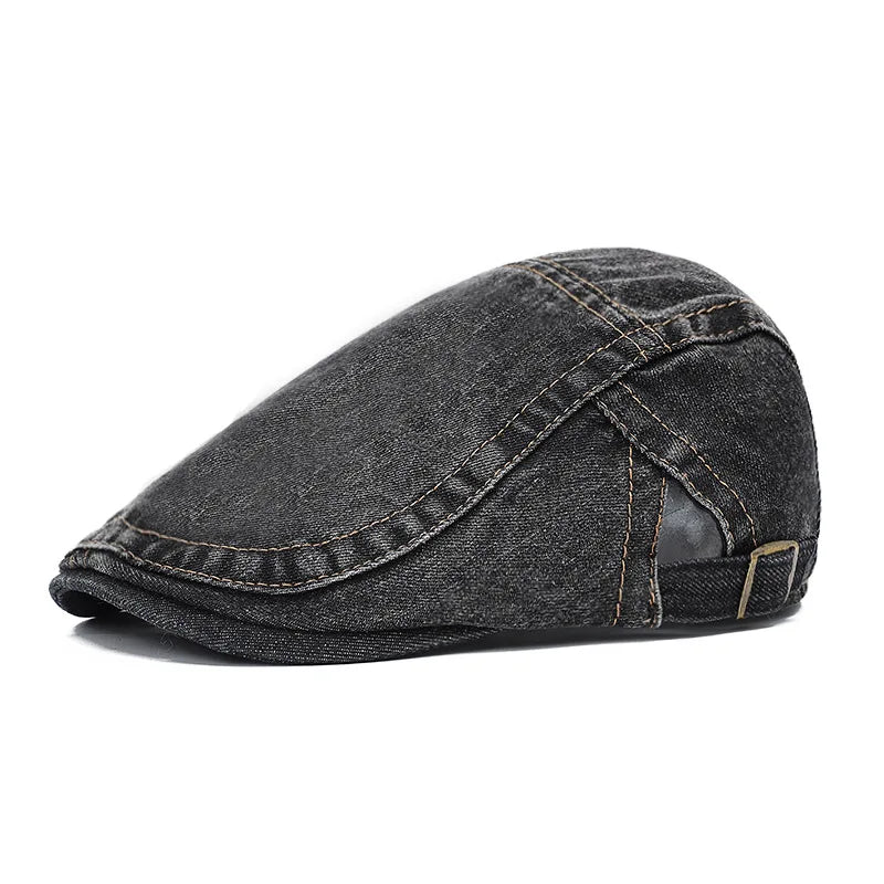 Four Seasons Retro Beret For Men And Women British Denim Peaked Cap