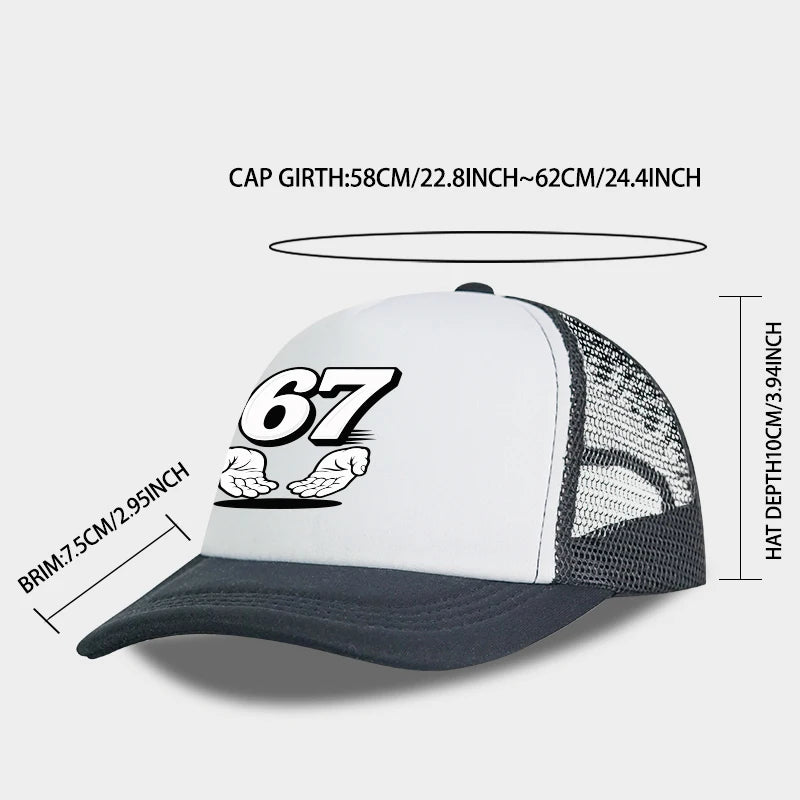 Number 67 Cartoon Handprint Sponge Mesh Cap baseball Caps
