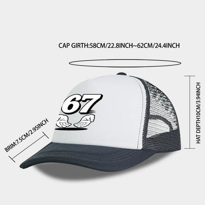 Number 67 Cartoon Handprint Sponge Mesh Cap baseball Caps