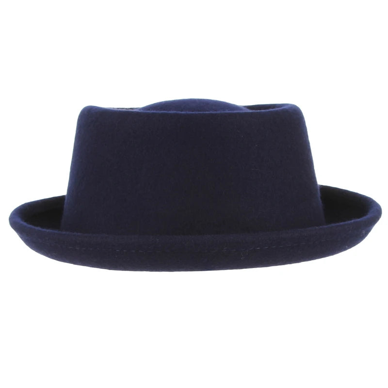 100% Wool Pork Pie Fedora Hat For Women Men