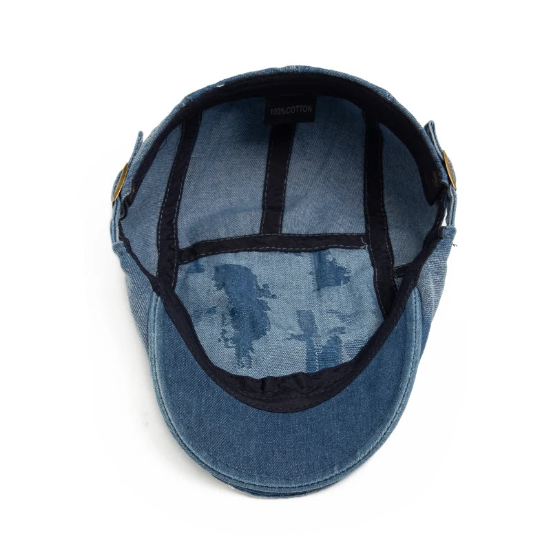 Fashion Men Ripped Denim Beret Women Summer Berets