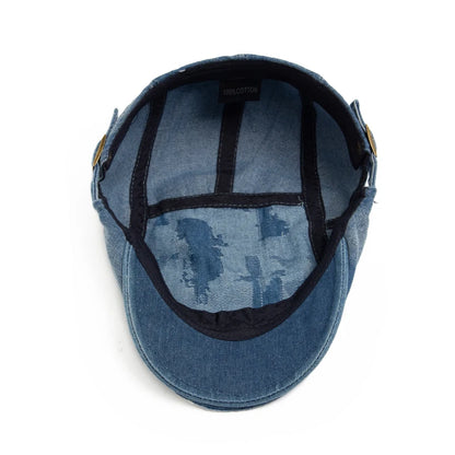 Fashion Men Ripped Denim Beret Women Summer Berets