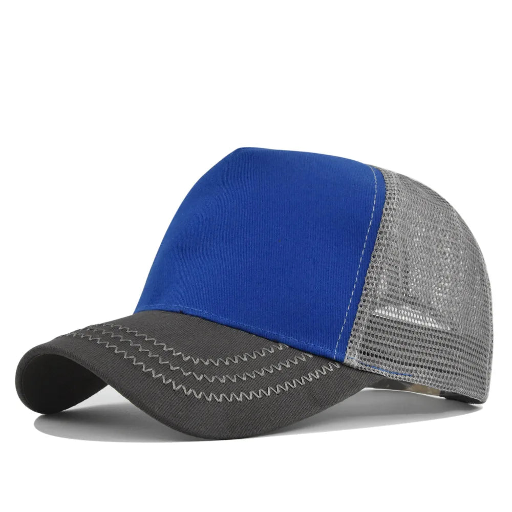 Customized Logo Hard Top 5 Panels Mesh Baseball Cap For Men Women