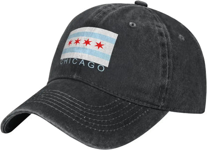 Chicago City Flag Baseball Cap Cotton Sun Protection Adjustable Adult Casual Trucker Hat