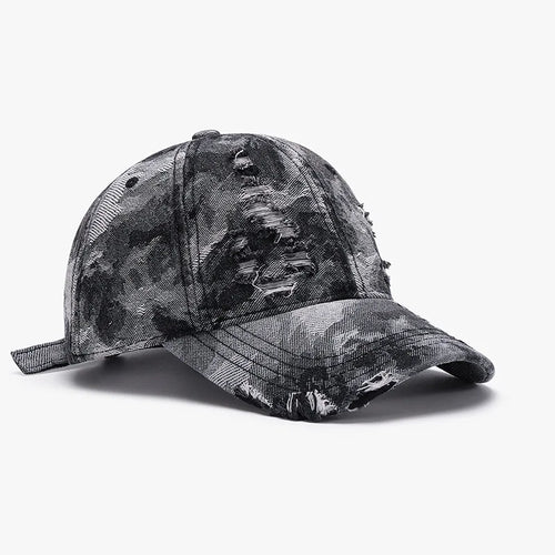Distressed Denim Baseball Cap For Men