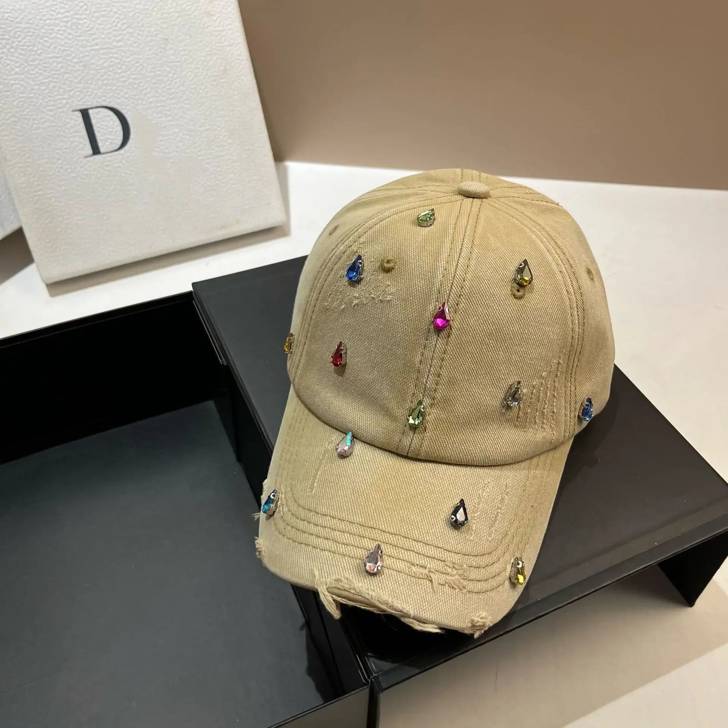 Korean Luxury Water Diamond Baseball Cap For Women