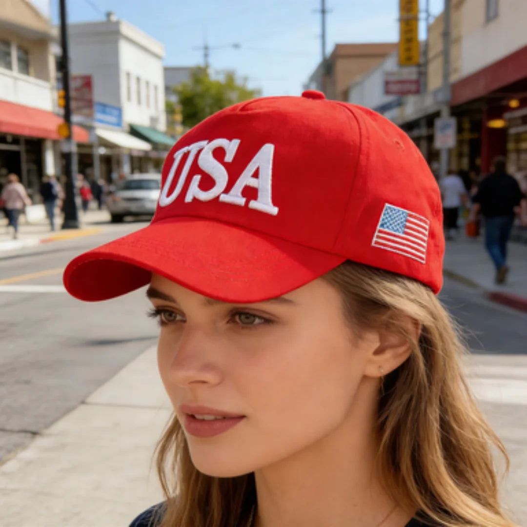Fashion USA Letter Embroidered Baseball Cap American Flag Patch Adjustable Patriotic Dad Hat Outdoor Casual Daily