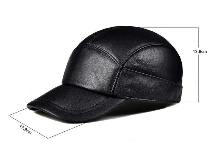 New 2023 Spring/Winter Man Genuine Leather Baseball Caps Male Warm