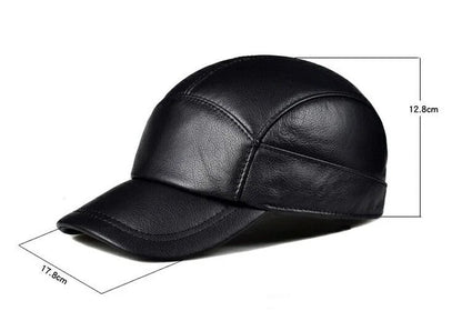 New 2023 Spring/Winter Man Genuine Leather Baseball Caps Male Warm