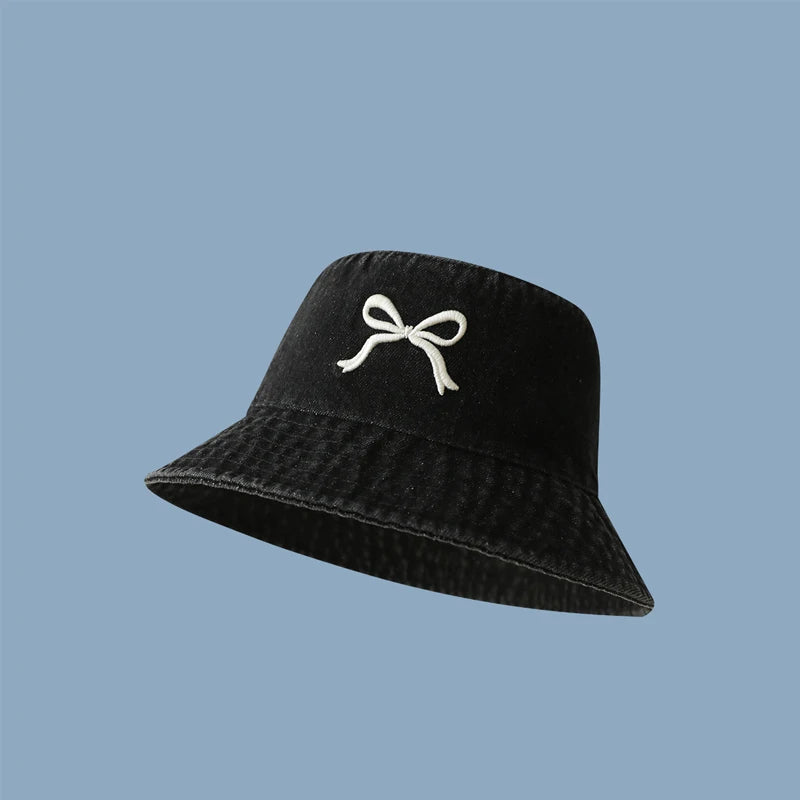 Ladies' Sun Hats Bow Simple Harajuku Fashionable Versatile Cowboy Bucket Hats