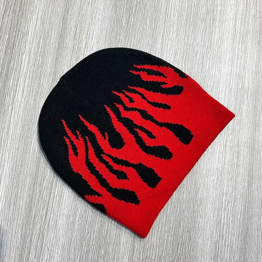Gothic Flame Knitting Cap Hat Wool Acrylic Y2k Beanie