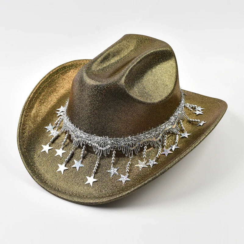 Women Sequin Fedora Hat With Rhinestone Ribbons