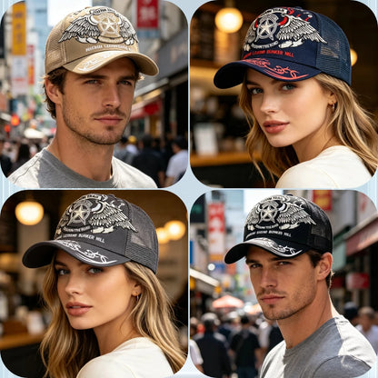 Unisex Punk Style Cap Wing Five-Pointed Star Embroidery Baseball Cap