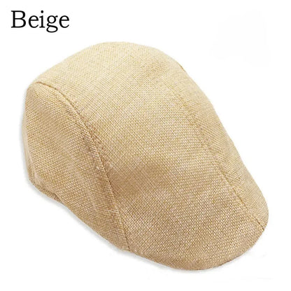 Men Berets Cap British Style 2024 New Autumn Summer Linen Hats