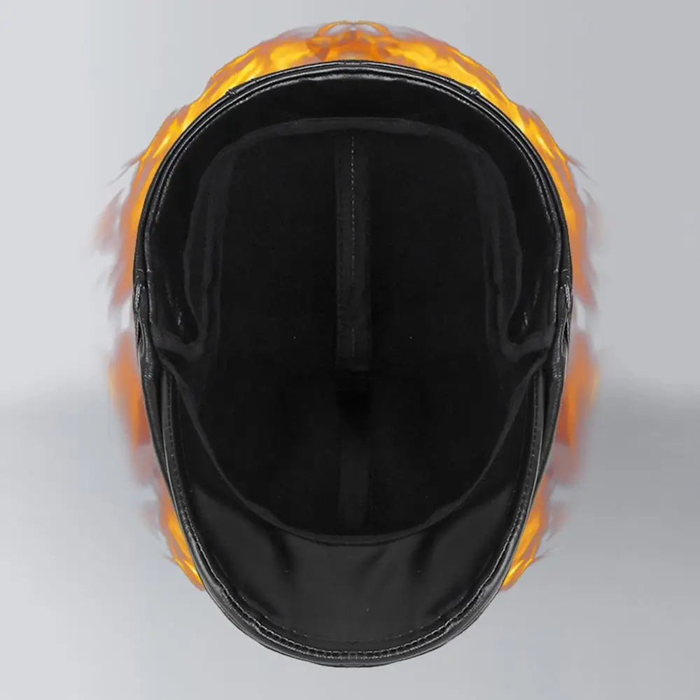 Men Retro Leather Newsboy Caps Autumn Winter Visor Beret Thicken Warm Hat