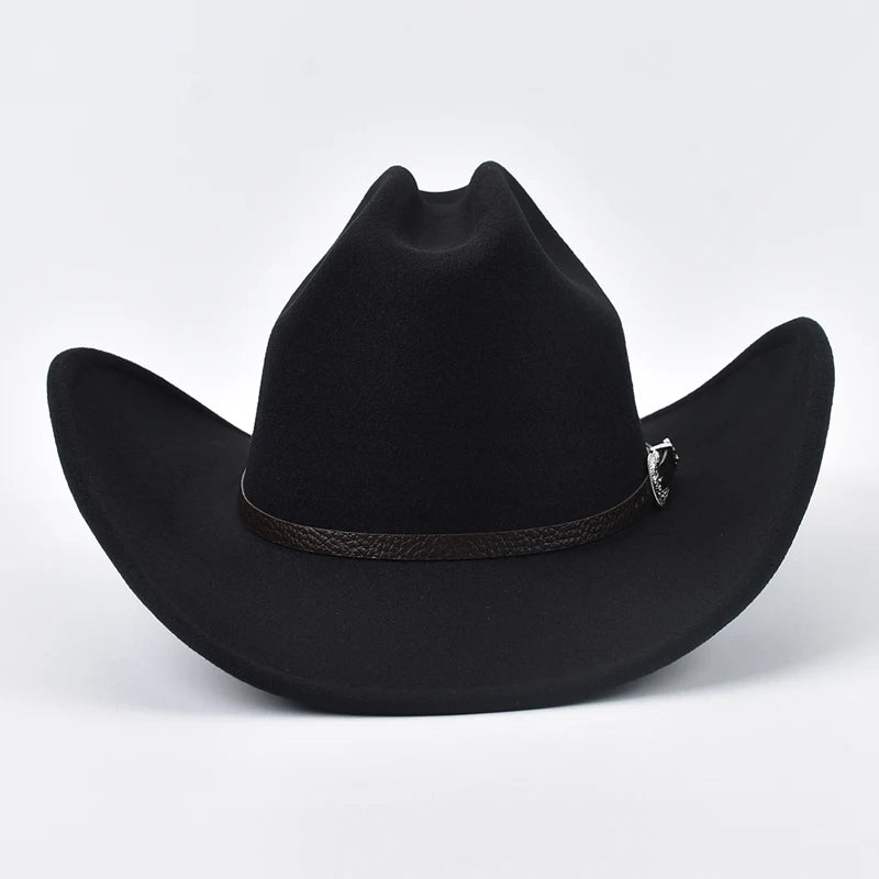 Unisex Western Cowboy Hat With Leather Vintage