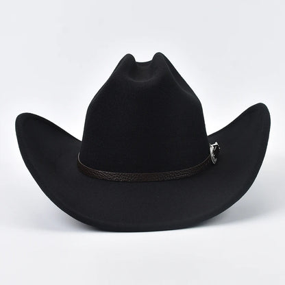 Unisex Western Cowboy Hat With Leather Vintage