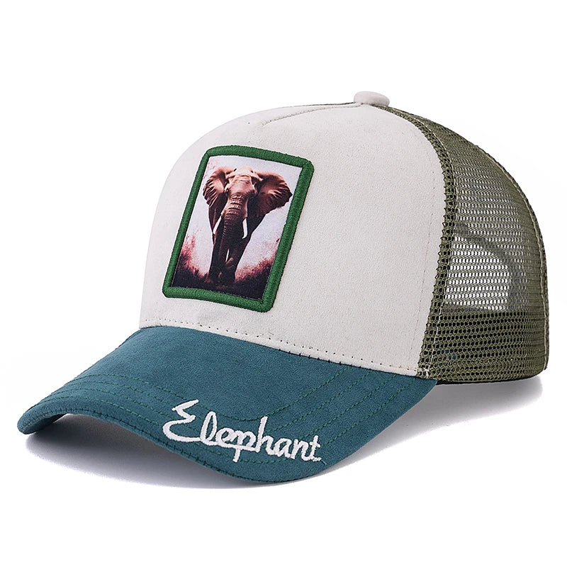 Unisex Summer Animal Trucker Hat Kangaroo Pattern Patch Design Suede Baseball Cap