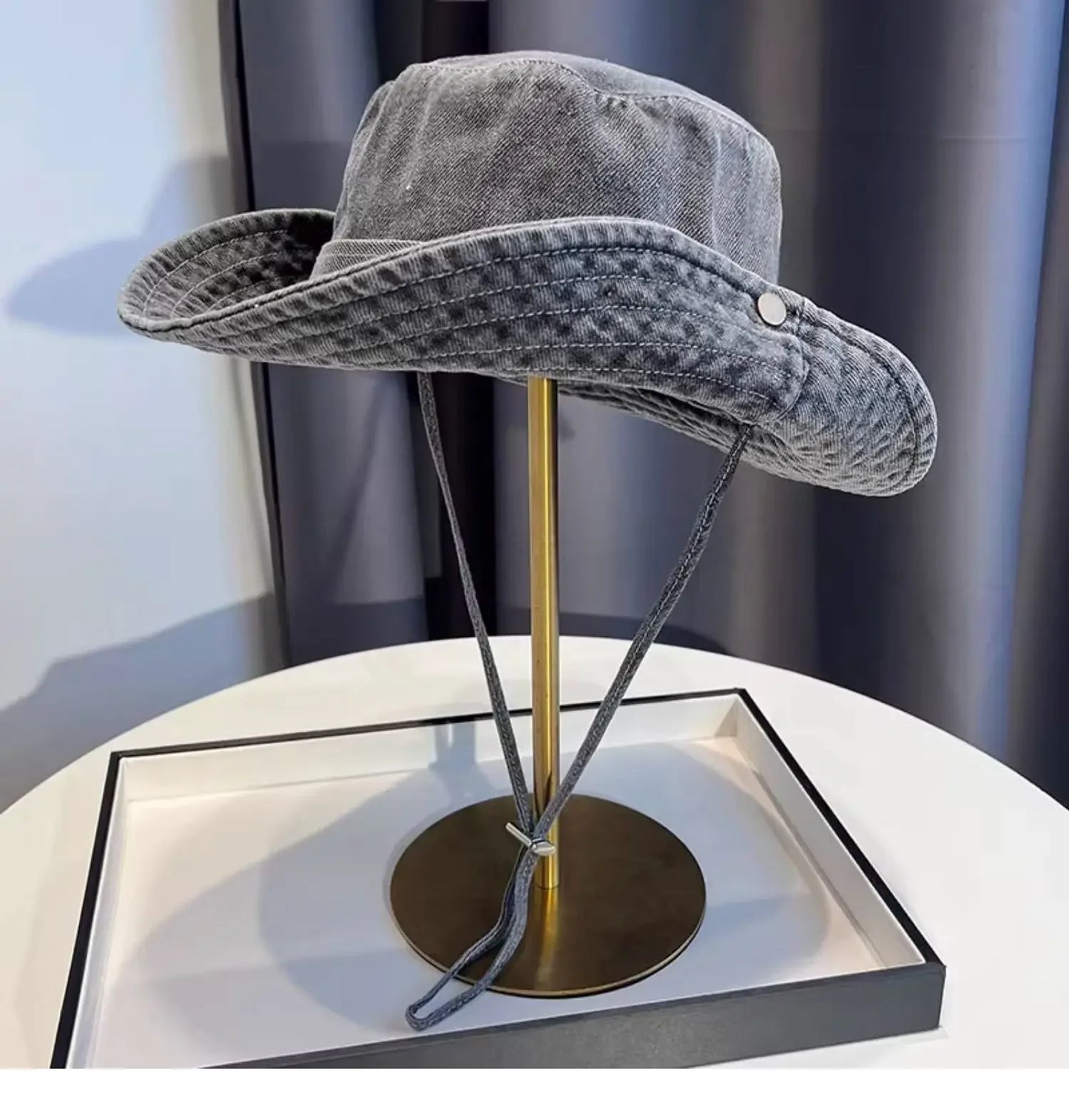 Vintage Washed Denim Bucket Hat Unisex Summer Sun Hat