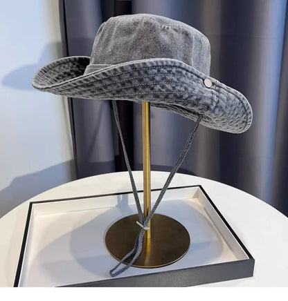 Vintage Washed Denim Bucket Hat Unisex Summer Sun Hat