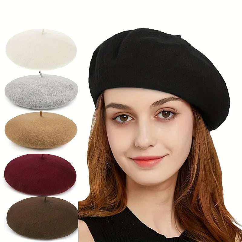 Women's Classic Beret Hat, Fall Winter Vintage Painter Hat