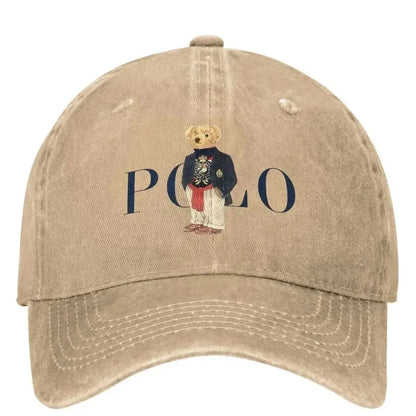 1pc Baseball Bear Print Washed Baseball Cap for Adults