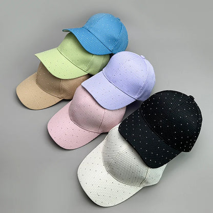 New Flash Rhinestone Simple Streetwear Women Baseball Hats