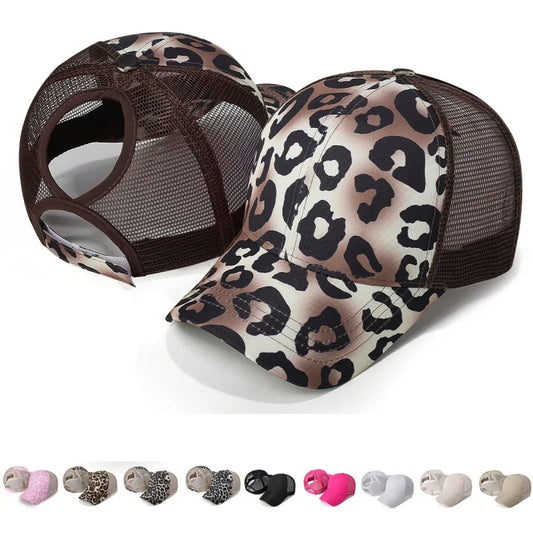 1PCS Women's Ponytail Leopard Baseball Caps Spring Summer
