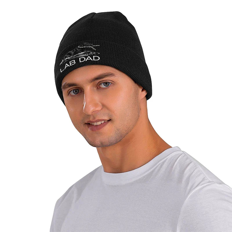 Lab Dad Dog Beanie Hat Knit Winter Cap