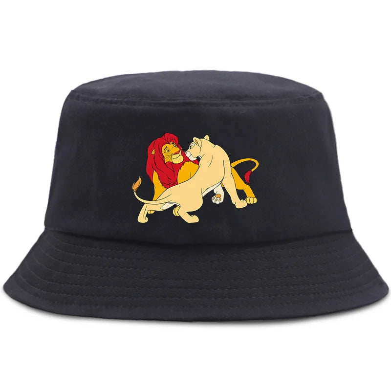 Anime The Lion King Printed Fisherman Hat Cute Cartoon Bucket Hats Autumn Summer
