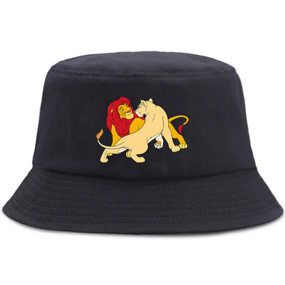Anime The Lion King Printed Fisherman Hat Cute Cartoon Bucket Hats Autumn Summer