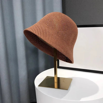 Women Bucket Hat Summer Hollow Out Thin Breathable Sun Hat