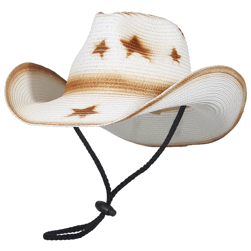 Wide Brim Women Summer Cowgirl Hat Sun Beach Straw Hat Cap