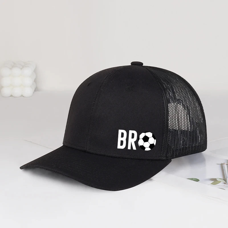 Bro Soccer Print Mesh Baseball Cap Unisex Sports Sun Hat For Men