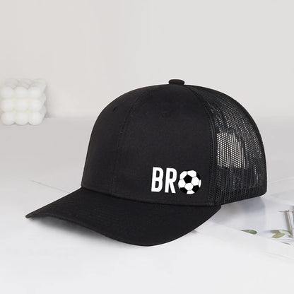 Bro Soccer Print Mesh Baseball Cap Unisex Sports Sun Hat For Men