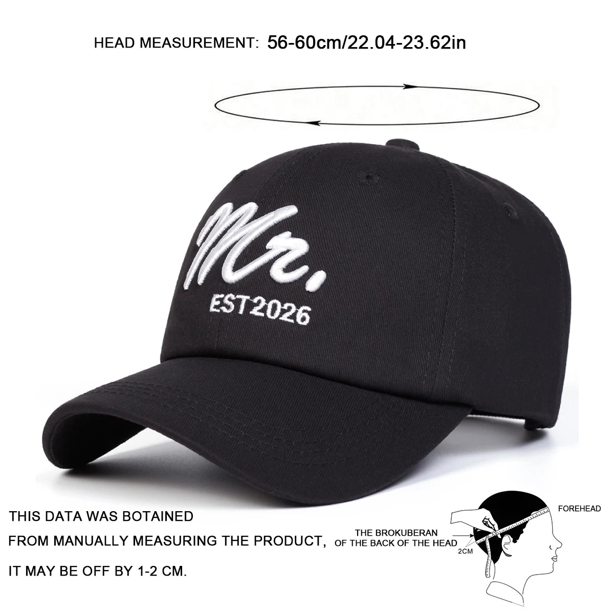 Unisex MR. EST 2026 Letter Embroidery Baseball Caps Spring Autumn