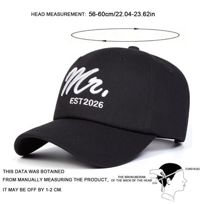 Unisex MR. EST 2026 Letter Embroidery Baseball Caps Spring Autumn