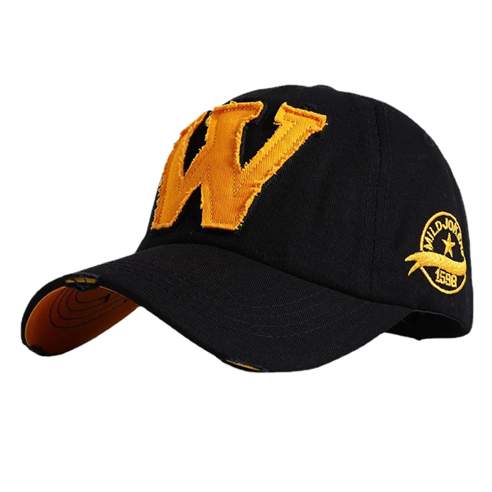 2025 W Letter Embroidery Washed Cotton Baseball Cap