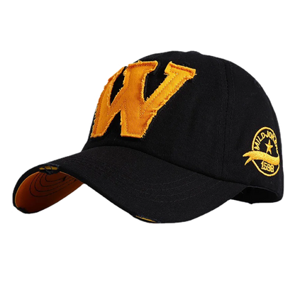 2025 W Letter Embroidery Washed Cotton Baseball Cap