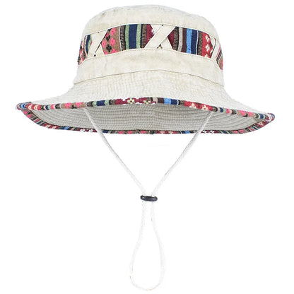 2026 Summer Bucket Hat With Wind Rope Women Man Vintage