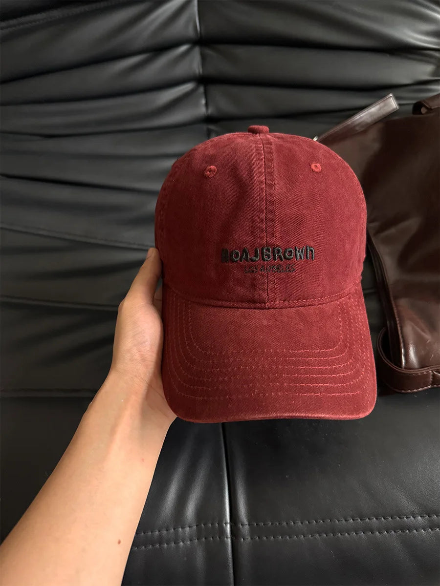 Korean Style Washed Baseball Cap With Letters, Fashion Unisex Soft Top Snapback