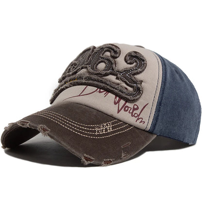 Fashion Vintage Washed Cotton Baseball Cap Men Digit 1962 Embroidery