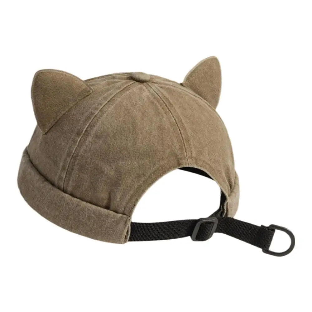 Cat Ears Landlord Hat Washed Cotton Breathable Beanie Cap