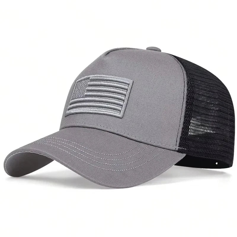 Unisex American Flag Embroidery Baseball Net Caps