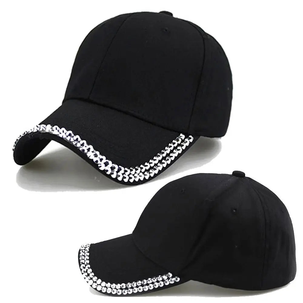 Elegant Rhinestone Baseball Cap Adjustable