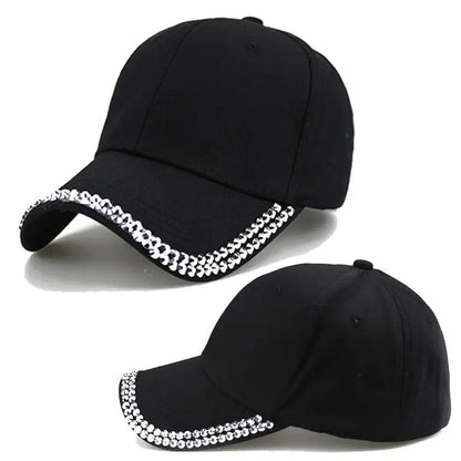 Elegant Rhinestone Baseball Cap Adjustable