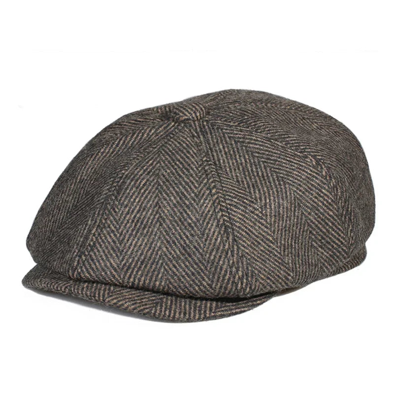 Men Street Bonnet 55% Wool Beret Sheepskin Camel/Grey Male Thin Hats