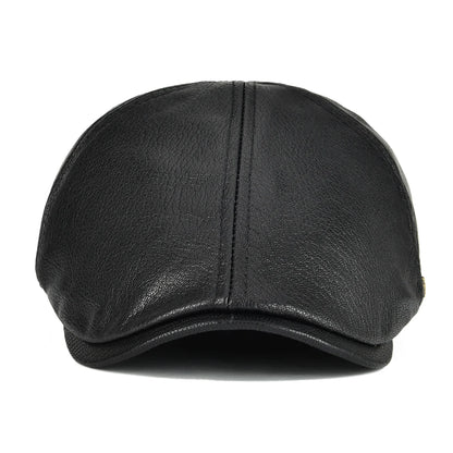 Lambskin Leather Ivy Newsboy Caps 6 Panel Cabbie Beret Hat