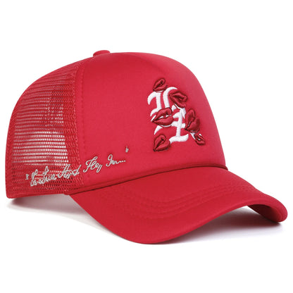 Unisex Lips Letter Embroidery Baseball Net Caps Spring and Summer Outdoor